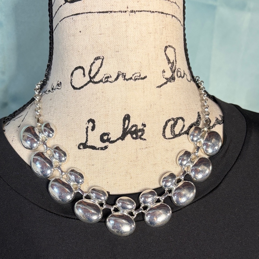 RARE 1950’s Vintage Crown Trifari Silver Tone Bubble Necklace unique maximalist